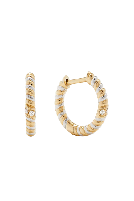 Hoop Earrings, 9kt Mix Gold & Diamonds